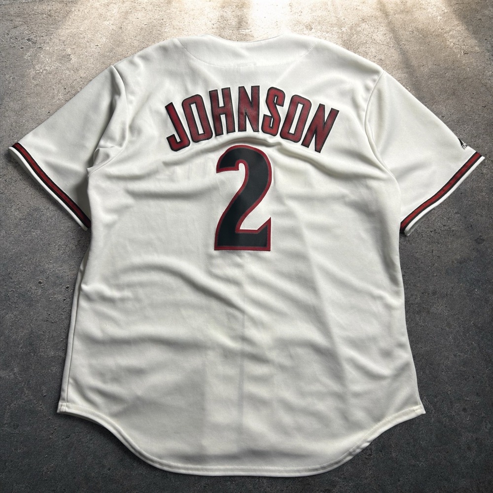 Majestic Arizona Diamondbacks Kelly Johnson 2 Jersey Vintage 90s Cream Size L